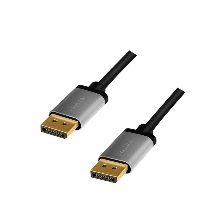 DisplayPort 4K/60 Hz кабел, LogiLink, 2 м, алуминиев, 3x екраниран