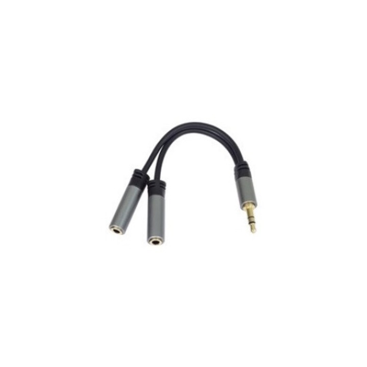 PremiumCord audio adapter 3,5 mm-es jack apa - 2x jack anya 15 cm