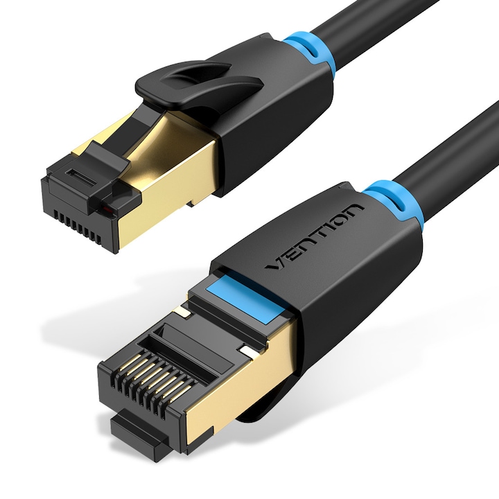 Мрежов кабел Vention IKABG, 15 м, Cat8, S/FTP, RJ-45, RJ-45, черен