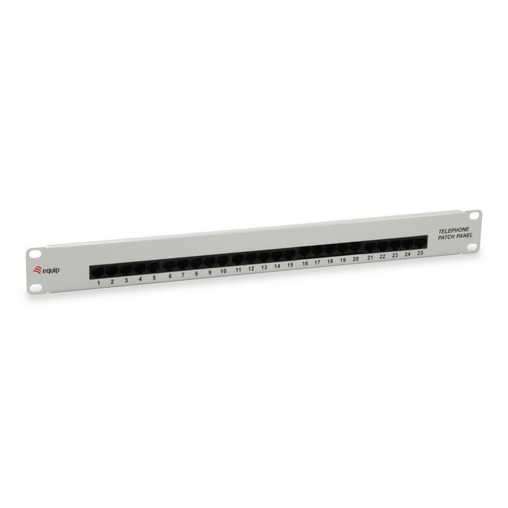 1U пач панел, Equip, RJ-45, Cat3, сив, 483x100x44.5 мм