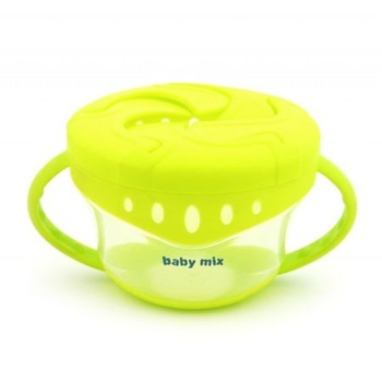 Bol cu manere pentru gustare Baby Mix 0410, Verde 12+ luni Bol cu manere pentru gustare Baby Mix 0410, Verde 12+ luni