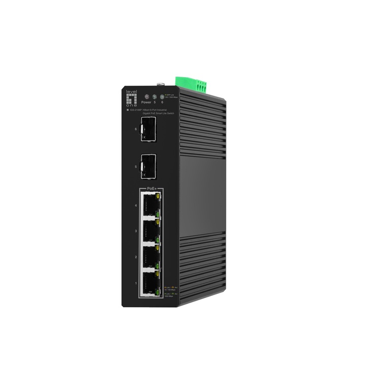 Switch gestionat LevelOne IGS-2106P, Gigabit Ethernet, 4 porturi PoE, 136x108x38,5mm, negru