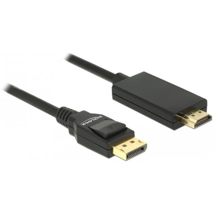 Cablu Displayport 1.2 - HDMI, Delock, 4K, 2m, negru
