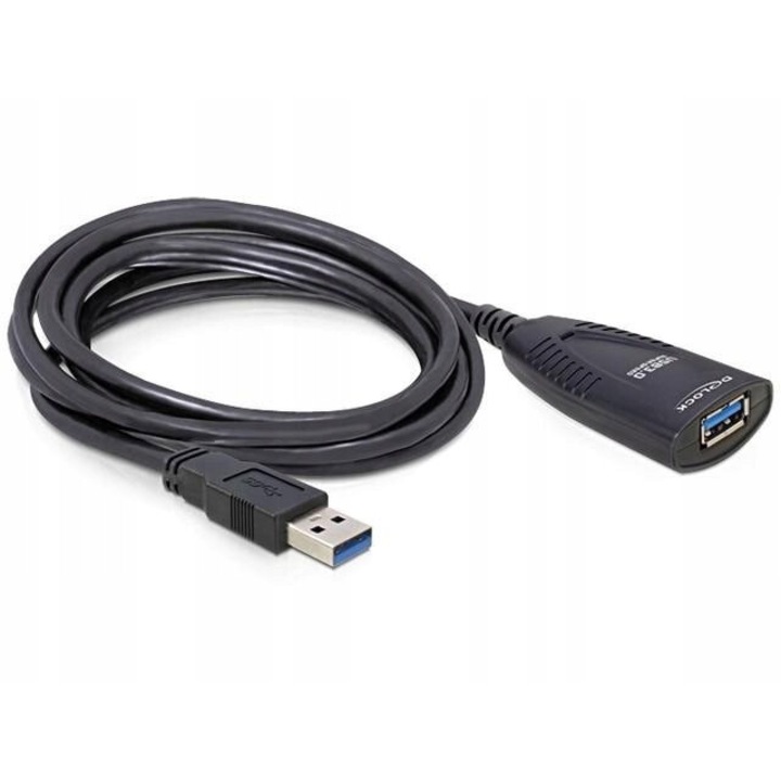 Delock USB 3.0 активен удължителен кабел 5 м черен