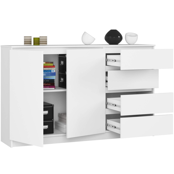 Komód Akord K013 CLP fehér 160x99x40 cm fém fiókok tárolóhely