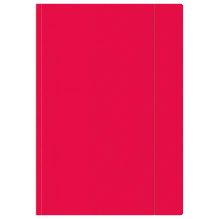 Mapa A4 cu elastic, Interdruk, roz fluo, din hartie rigida