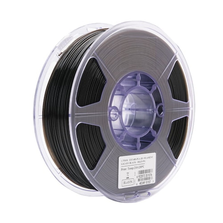 Filament PLA, eSun, eStars, Negru Galactic, 1kg, 1.75mm