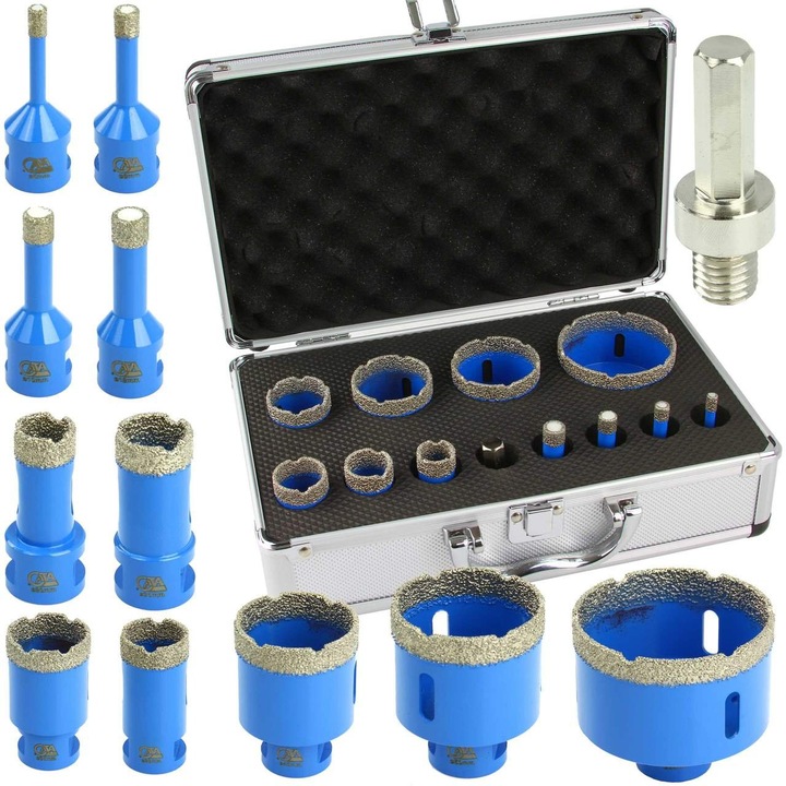 Set carote diamantate piatra gresie faianta beton 6-68mm M14 11piese (M22598)