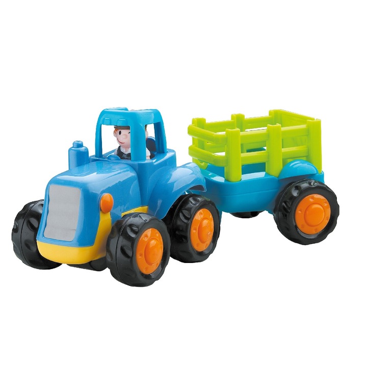 Tractor cu remorca, jucarie, multicolor