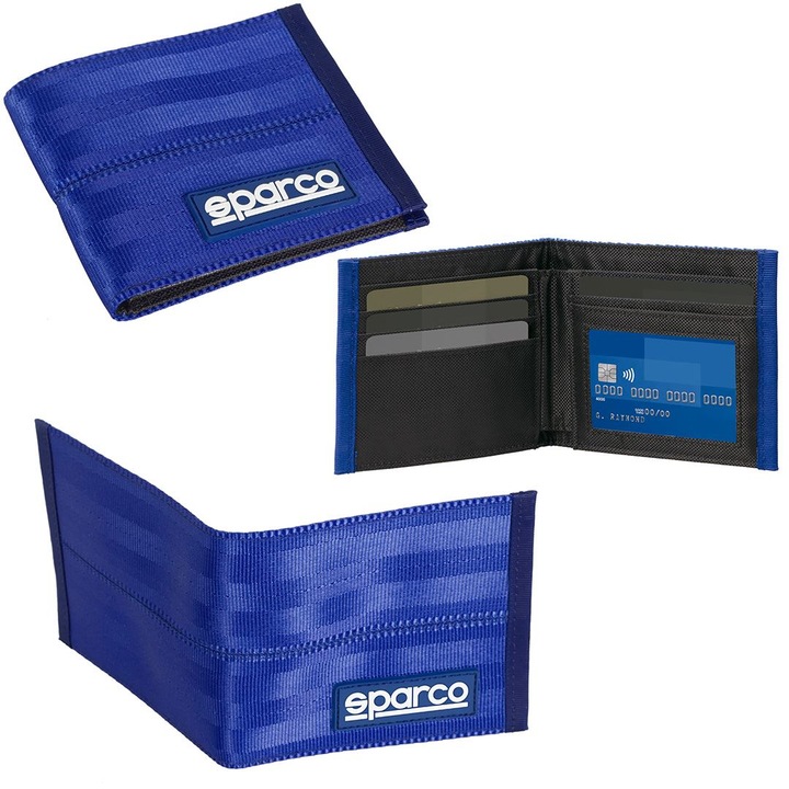 Sparco Corsa pénztárca, sportos, 100% poliészter, kék, 10x11,7x1cm