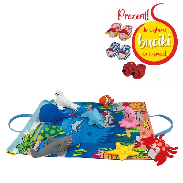 Mata educationala portabila cu figurine animale marine, set, multicolor, 9 piese