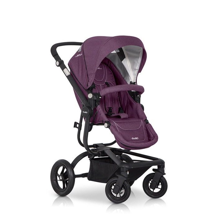 Количка, EasyGo Soul, лилава, за деца 6 месеца-15 кг, 4 позиции на облегалката, 5 точки за безопасност