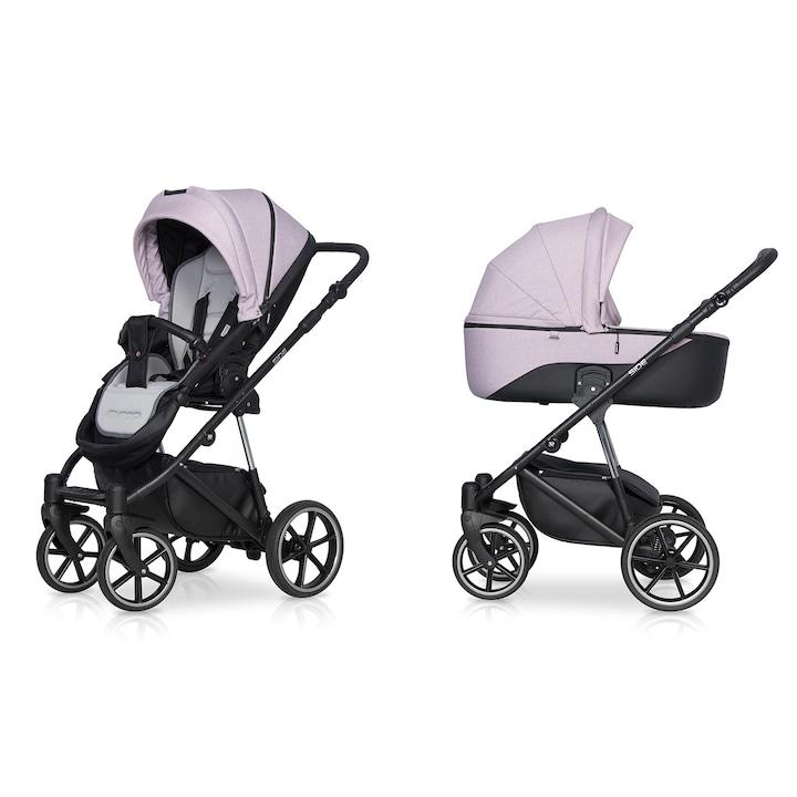 Количка Riko Side, Многофункционална, Омекотяване, Алуминий, 58x104x94см, Розов