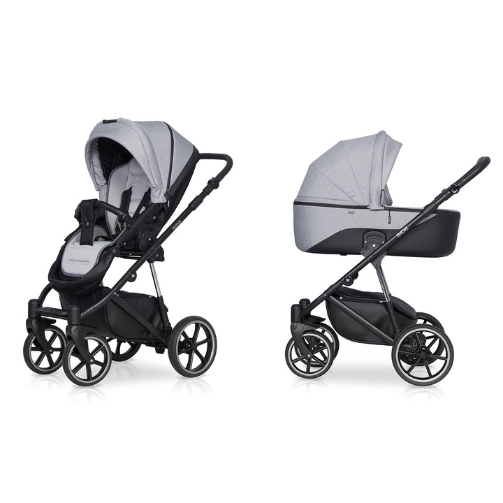 Количка Riko Side GreyFox, Многофункционална, Омекотяване, Алуминий, 58x104x94см, Сив