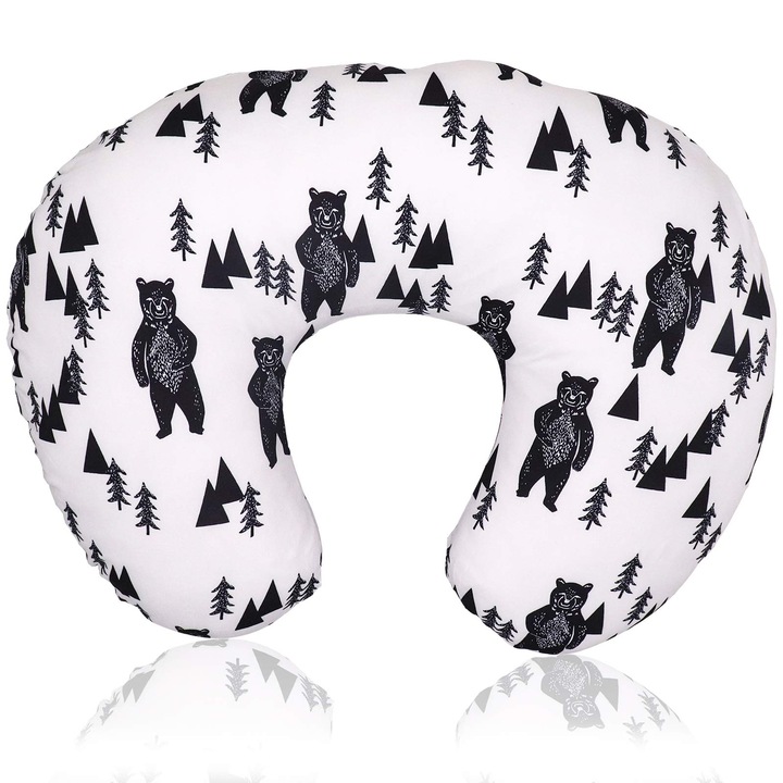 Husa pentru perna de alaptare, LYCENXI, material moale, alb si negru