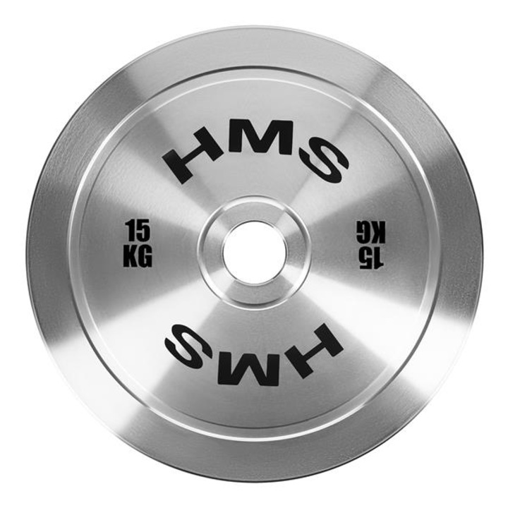 Haltera olimpica TOS, 15 kg, din otel cu cromare dura, compatibile cu grifuri olimpice, 372x19mm