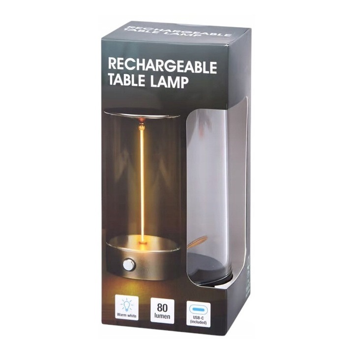 Лампа с батерии, CARDSPLITTER, 80 лумена, черна, височина 15 см