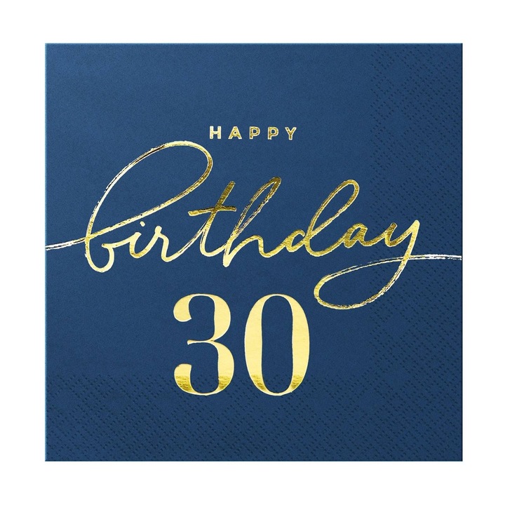 Set 10 Servetele Petrecere Happy Birthday 30, PartyPal, 33x33cm