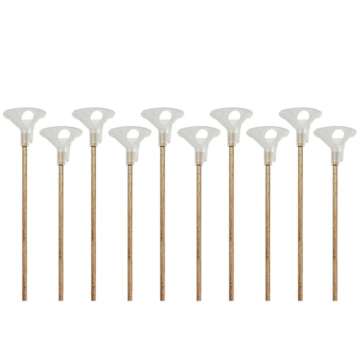 10 darabos fa lufi pálcika szett, Flowballoons, 38 cm, fehér