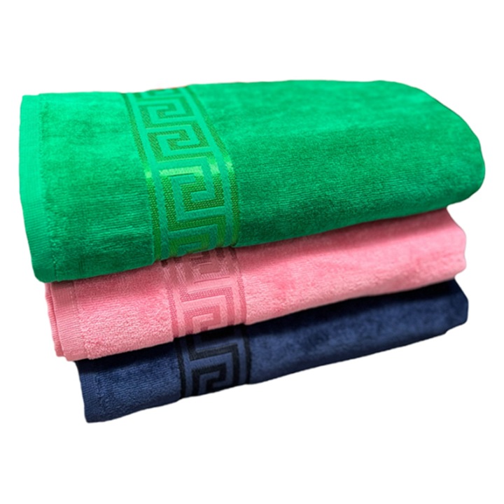 Set 3 prosoape de baie 70x130 cm, densitate 550gr, Bumbac 100%