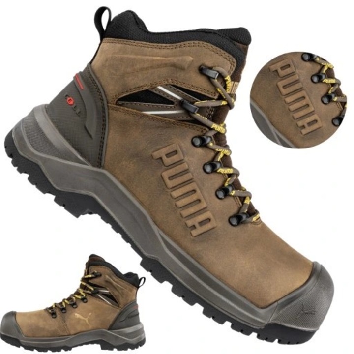 Pantofi de lucru pentru barbati, Puma Iron S3 Piele Naturala, Maro 46