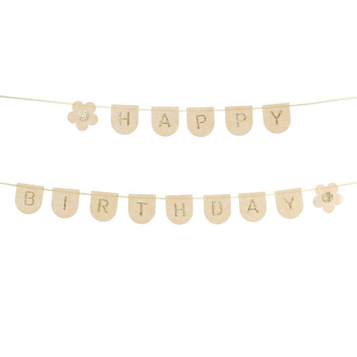 Банер Happy Birthday, PartyDeco, розов, 3м