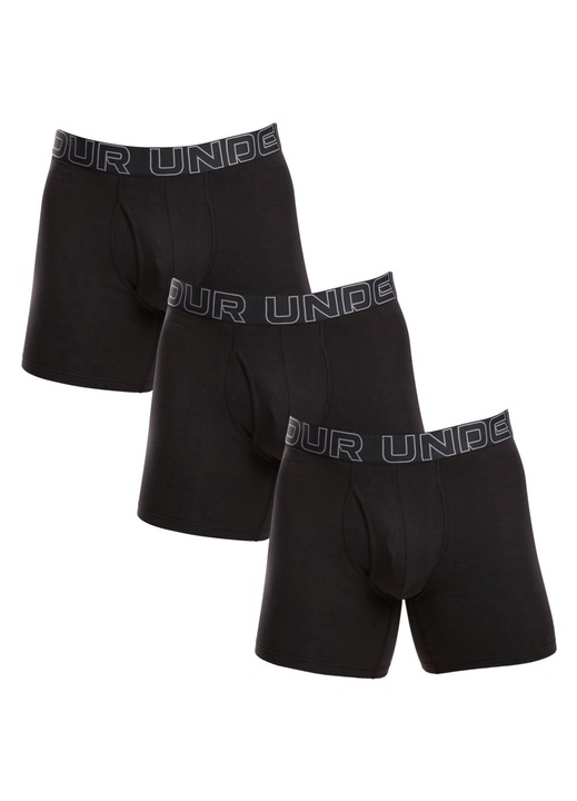Set de 3 boxeri barbati, Under Armour, lungi, material bumbac poliester, negru