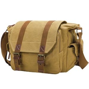 Geanta camera foto, UWOT, 34x13x27 cm, capacitate mare, curea de umar reglabila, panza, impermeabila si rezistenta la uzura, casual si versatila, stil retro, culoare kaki
