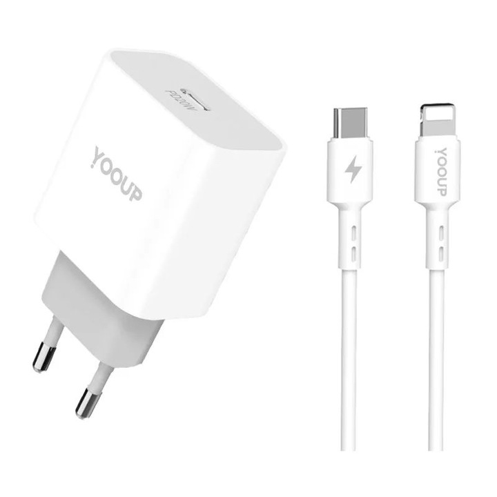 YOOUP NC60-C 20W Lightning cable 1m White, 259067, Töltő