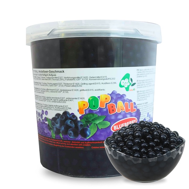 Perle Popping Boba cu Aroma de Afine, 3.2 kg, Efe Universe – Perle Fructate pentru Bubble Tea si Deserturi Delicioase