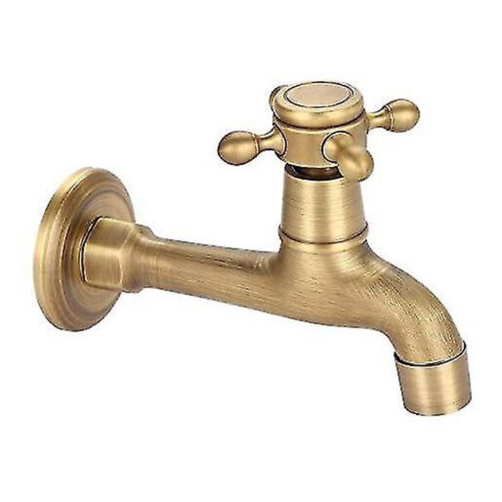 Fali fürdőszobai csaptelep, vintage sárgaréz csaptelep, európai dizájn, antik szín, fali rögzítés