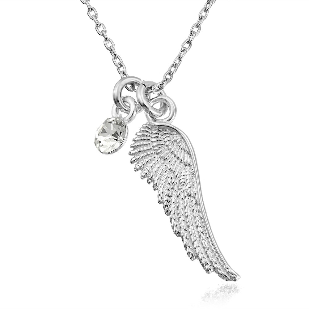 Colier Argint 925 placat cu rodiu cu Cristale Swarovski® Xirius 6mm Crystal Clear - Wing