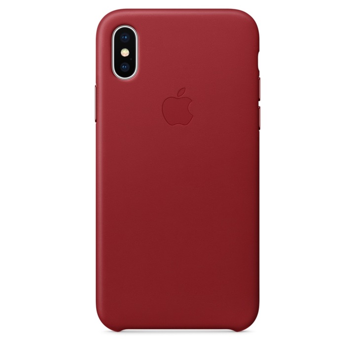 Предпазен калъф Apple за iPhone X, Кожен, Red
