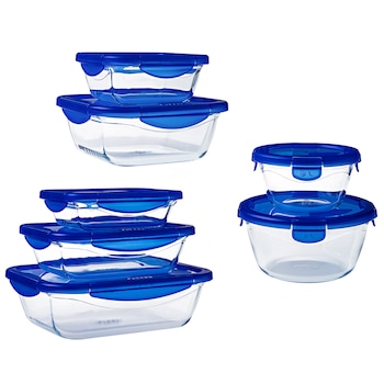 Set 7 vase Cook&Go Pyrex, sticla termorezistenta Set 7 vase Cook&Go Pyrex, sticla termorezistenta