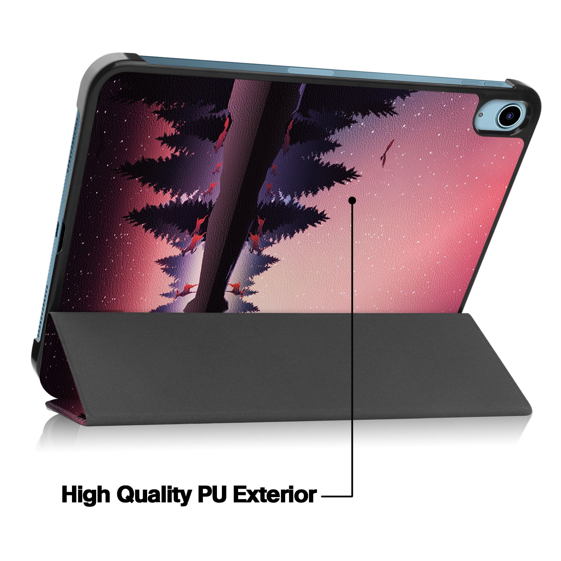 Husa de protectie premium Natty Pell, Compatibila Apple iPad 10 (2022), 10.9", Fluturi Roz
