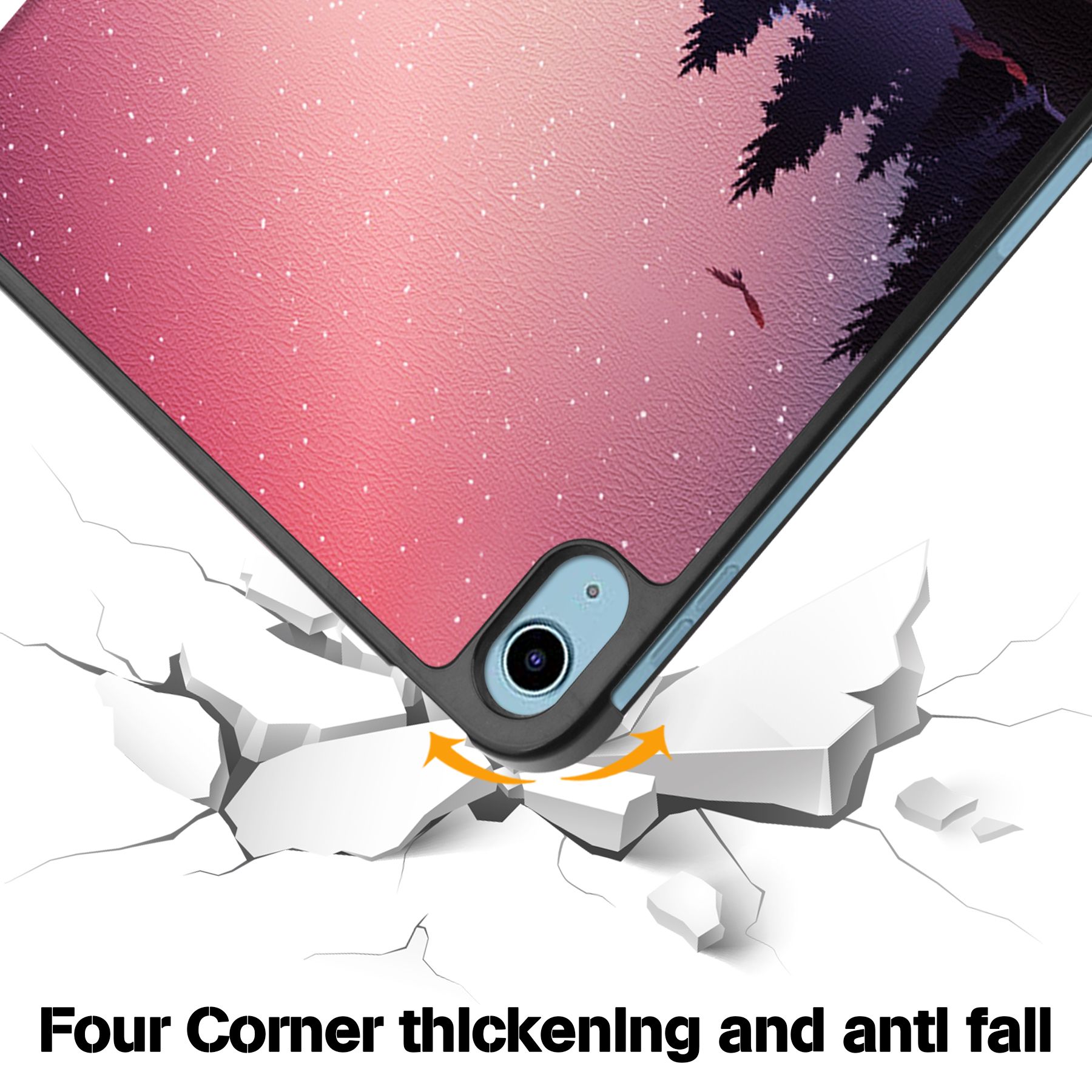 Husa de protectie premium Natty Pell, Compatibila Apple iPad 10 (2022), 10.9", Fluturi Roz