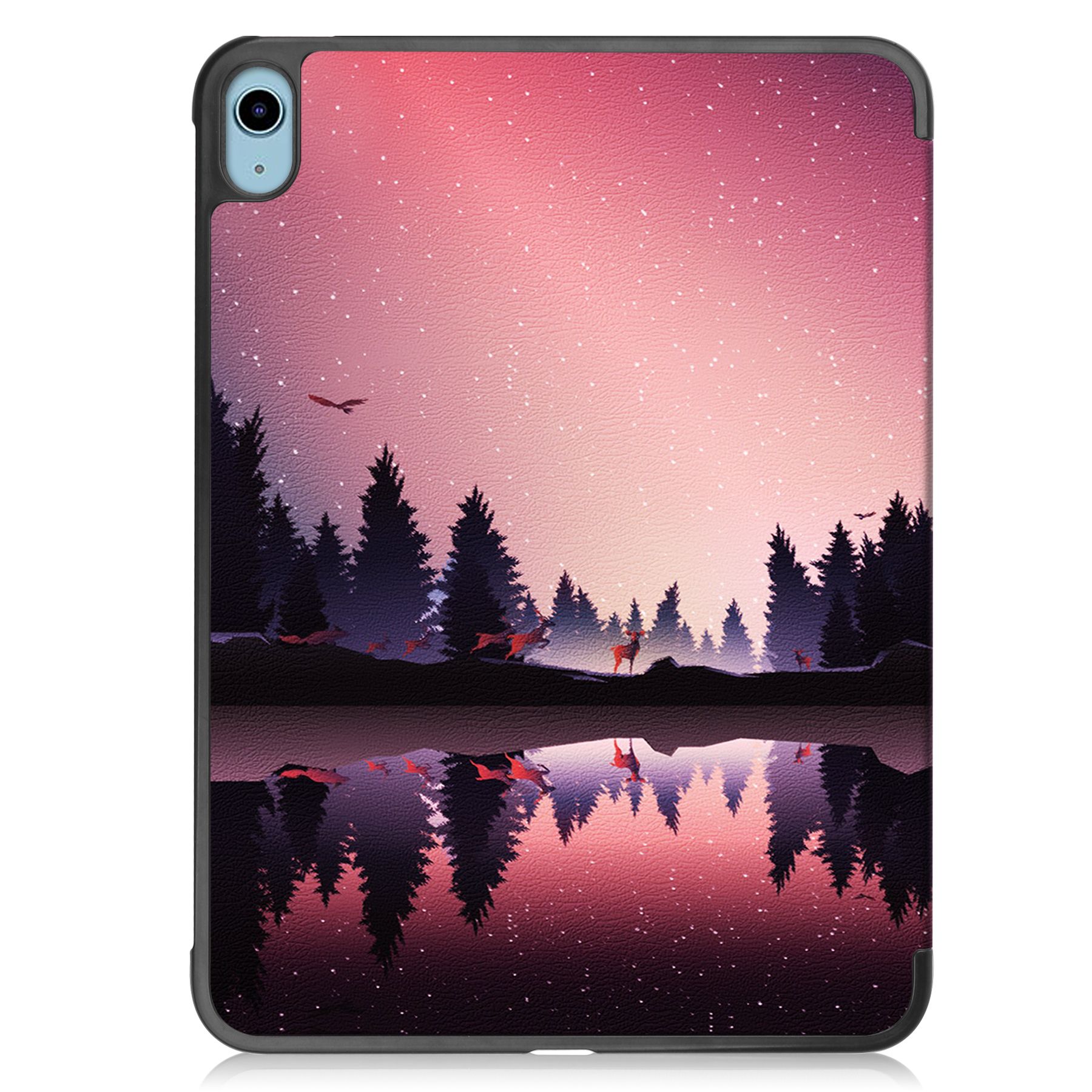 Husa de protectie premium Natty Pell, Compatibila Apple iPad 10 (2022), 10.9", Fluturi Roz