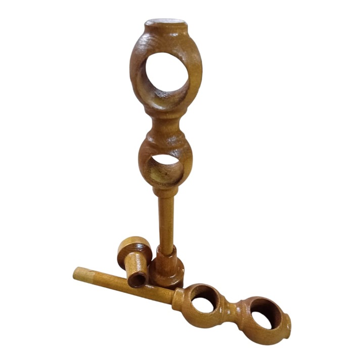 Set 2 console duble, prindere perete, din lemn masiv, pentru galerii 28/28 mm, culoare Stejar