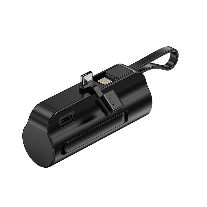 Външна батерия, мини, 5000 mAh, преносима външна батерия, бързо зареждане, интерфейс Type C, черна