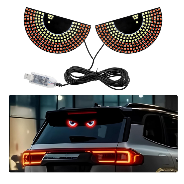 Lumini auto cu LED-uri, lumini cu ochi de diavol, 11 moduri dinamice de avertizare, AjieQaQ, indeplinesc standardele de siguranta, conector USB, cabluri de 4m, usor de instalat, versatil, multicolor