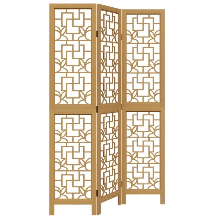 vidaXL 3 paneles barna tömör császárfa térelválasztó 358861