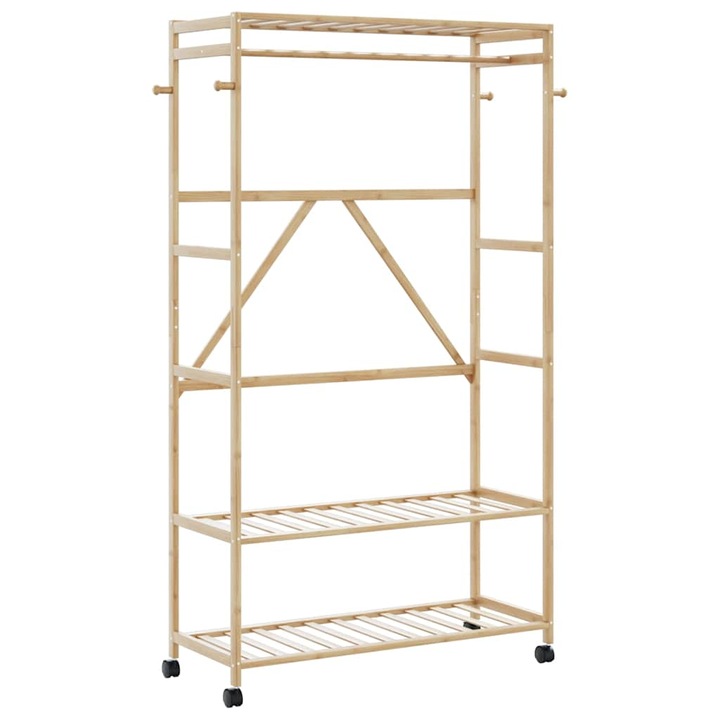 VidaXL bambusz ruhaállvány polcokkal és kerekekkel 110x40x180 cm 4008923