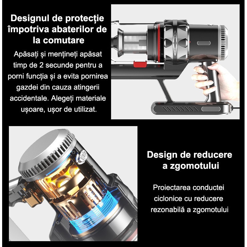 Aspirator 2 in 1 cu cablu, 4M, 2000 W, multifunctional, usor, portabil, argintiu