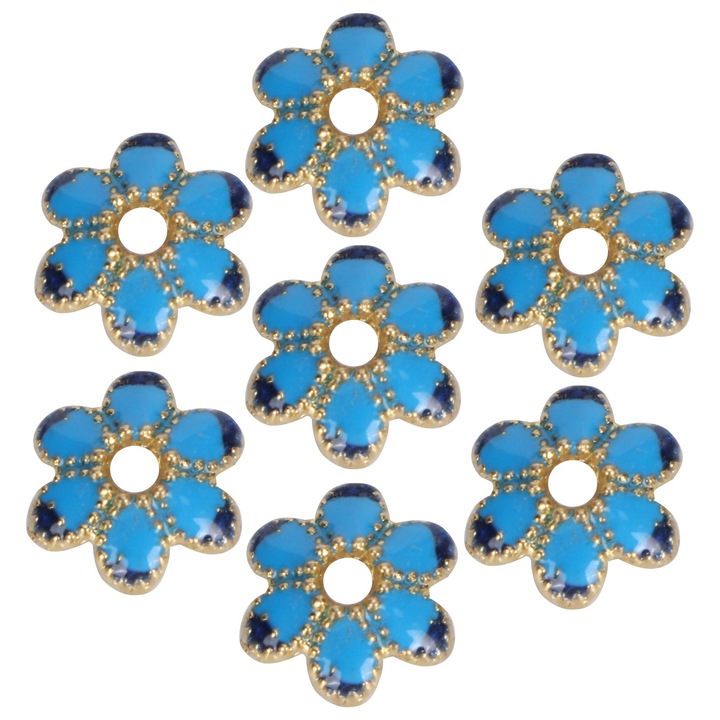Set 30 capace pentru margele din aliaj, Enforose, Albastru/Auriu