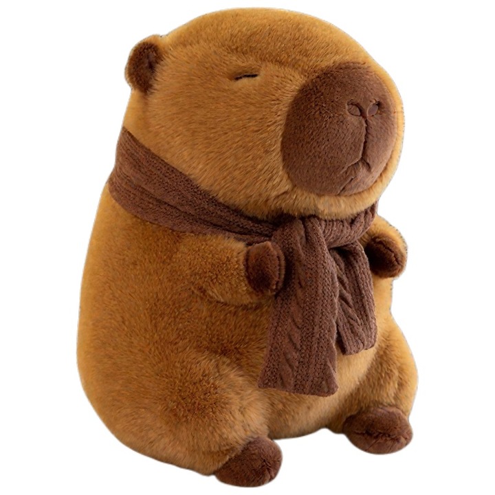Плюшена играчка Capybara, ултра мека козина, антистресова терапевтична играчка, безопасен материал за бебета, 23 см, кафяв цвят, AjieQaQ, подарък, който прогонва самотата
