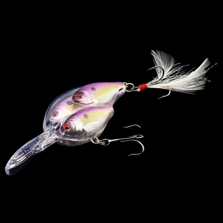 Enforose Jerkbait horgászcsali hármas horoggal, 9.7cm, lila