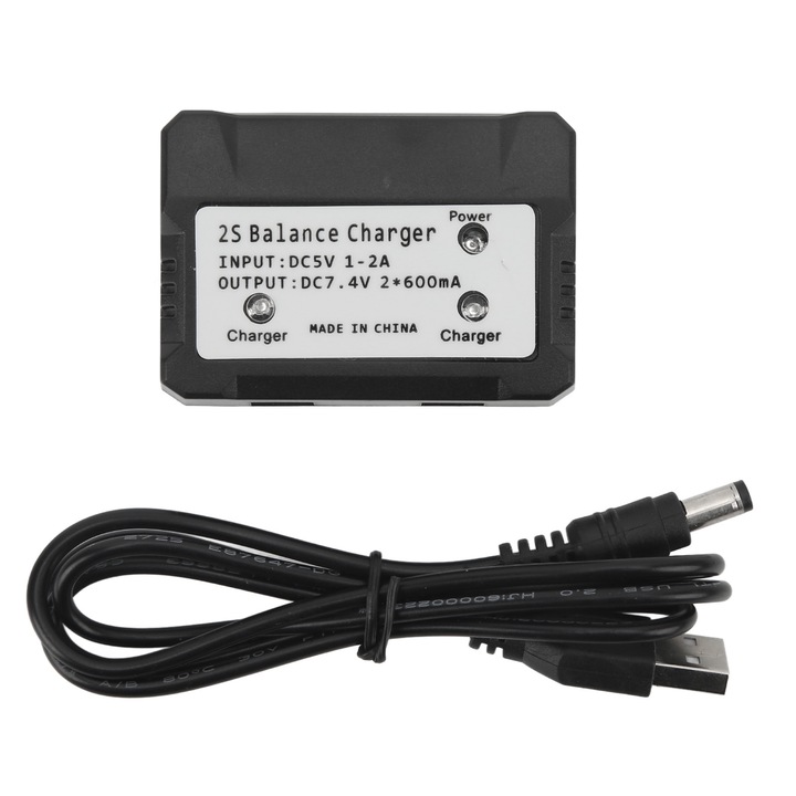 Incarcator de echilibru 2 in 1 7.4v 2s 600ma Incarcare rapida Carcasa din plastic, usoara, portabila, cu protectie la supracurent, incarcator de baterie