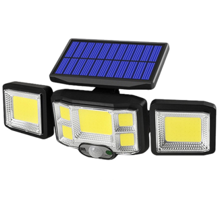 Lampa solara de perete cu telecomanda, Enforose, 192 LED, rotire 3 directii, iluminare 6-12 ore