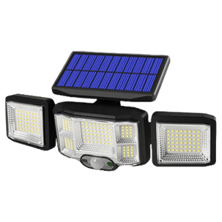 Lampa solara de perete cu telecomanda, Enforose, 192 LED, rotire 3 directii, iluminare 6-12 ore