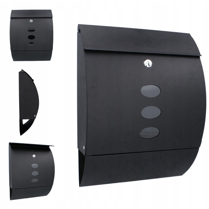 Linnet postaláda, 30x40x12 cm, antracit színű, 2 kulcs, szerelőkészlet